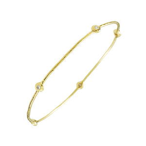 14 Karat Yellow Gold Slip On Diamond Bangle Bracelet