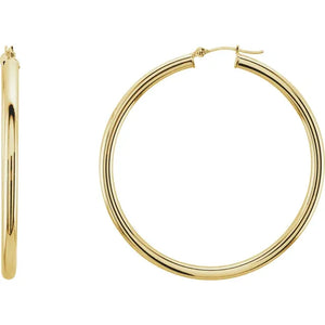 14K 3mm Hoop Earrings Side View