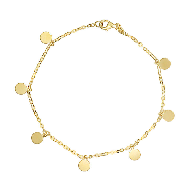 14 Karat Yellow Gold Dot Charm Bracelet