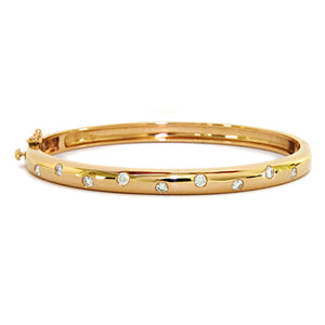 14 Karat Yellow Gold Diamond Bangle Bracelet
