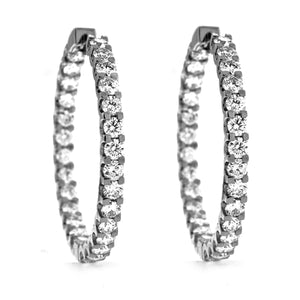 18 Karat White Gold Inside Out Diamond Hoop Earrings