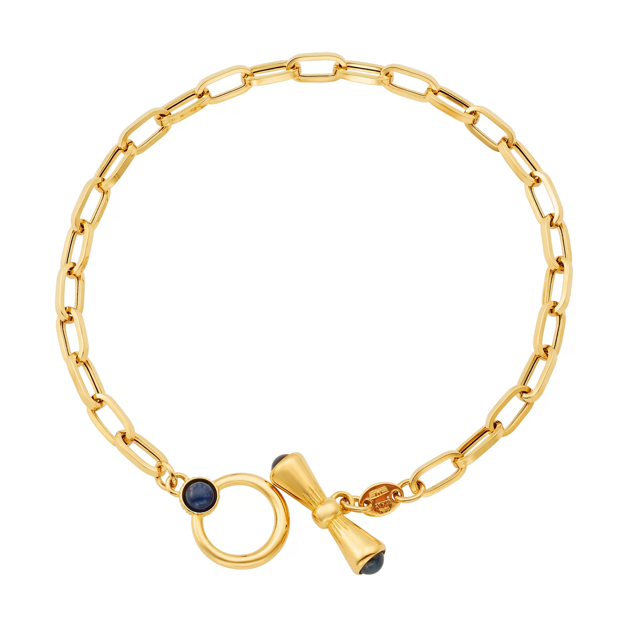 18 Karat Yellow Gold Paperclip Bracelet with Toggle Clasp - Mrs 