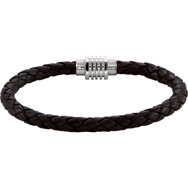 Men's Woven Black Leather Bracelet